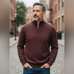 Saks Fifth Avenue Men's Brown Quarter-Zip Sweater